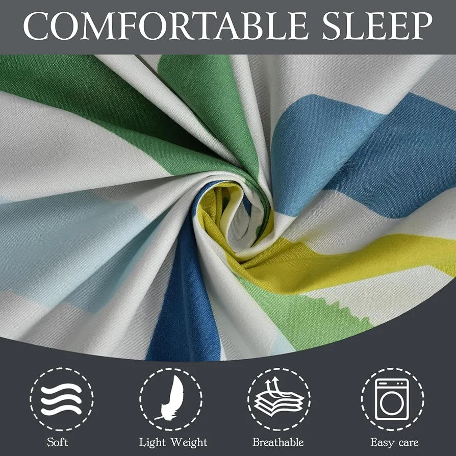 Fresh From Loom Microfiber Rotary Printed Bed Sheet Set Single Size with 1 Pillow Covers 144 TC Multi Line