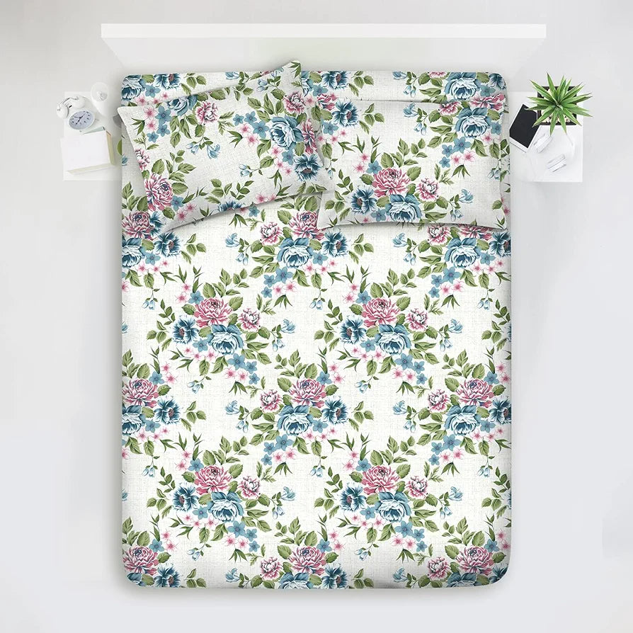 Layers Argos Bedsheet Set for All Seasons Lightweight 225 CVC King Size Multicolor Flower