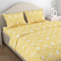 Haus & kinder Cotton Queen Size Bedsheet for Double Bed (90 X 100 Inches) with 2 Pillow Covers | 186 TC | Beige & White