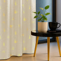 Urban Space Blackout Curtains for Living Room, Gold Foil Printed Luxurious Blackout Decorative Door Curtain Eyelet with Tieback, 1 Piece Crackle Beige