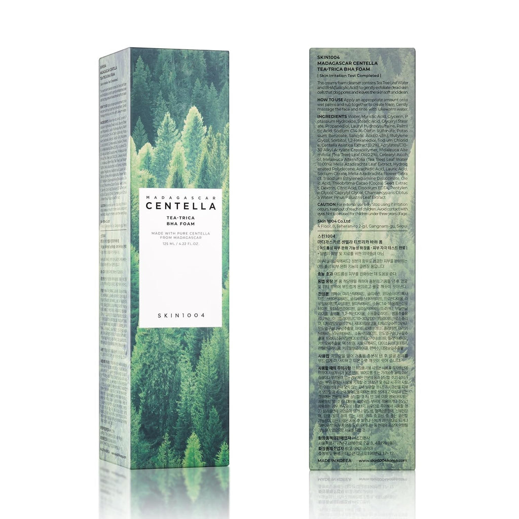 SKIN1004 Madagascar Centella Teaâ€‘Trica BHA Foam Cleanser | Gentle Exfoliating Face Wash, 125â€¯ml