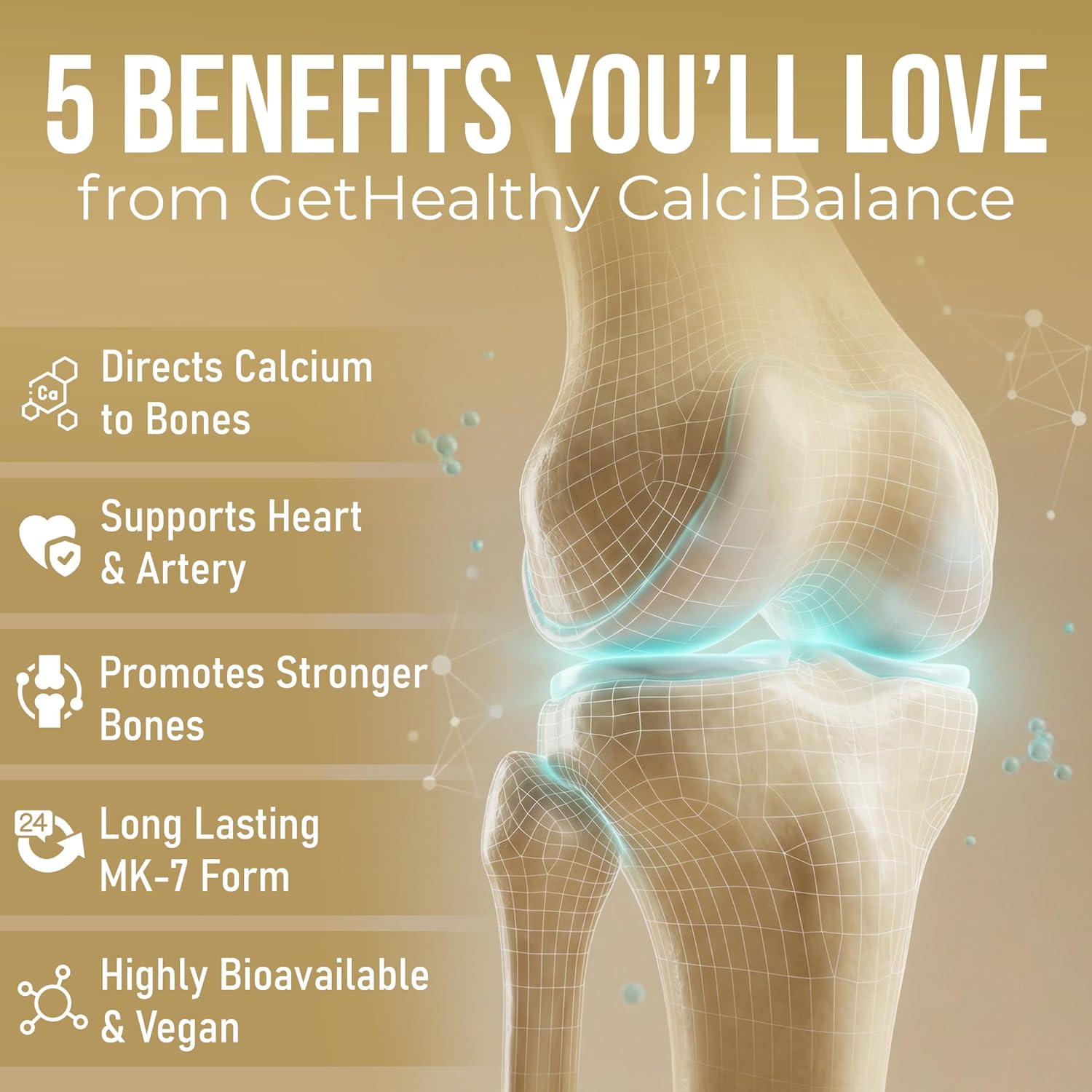 GetHealthyÂ® CalciBalanceâ„¢ Vitamin K2 MK7 55 mcg | All-Trans Menaquinone-7 | Daily Bone Wellness Support | Vegetarian Capsules | Made in India | 30 Count
