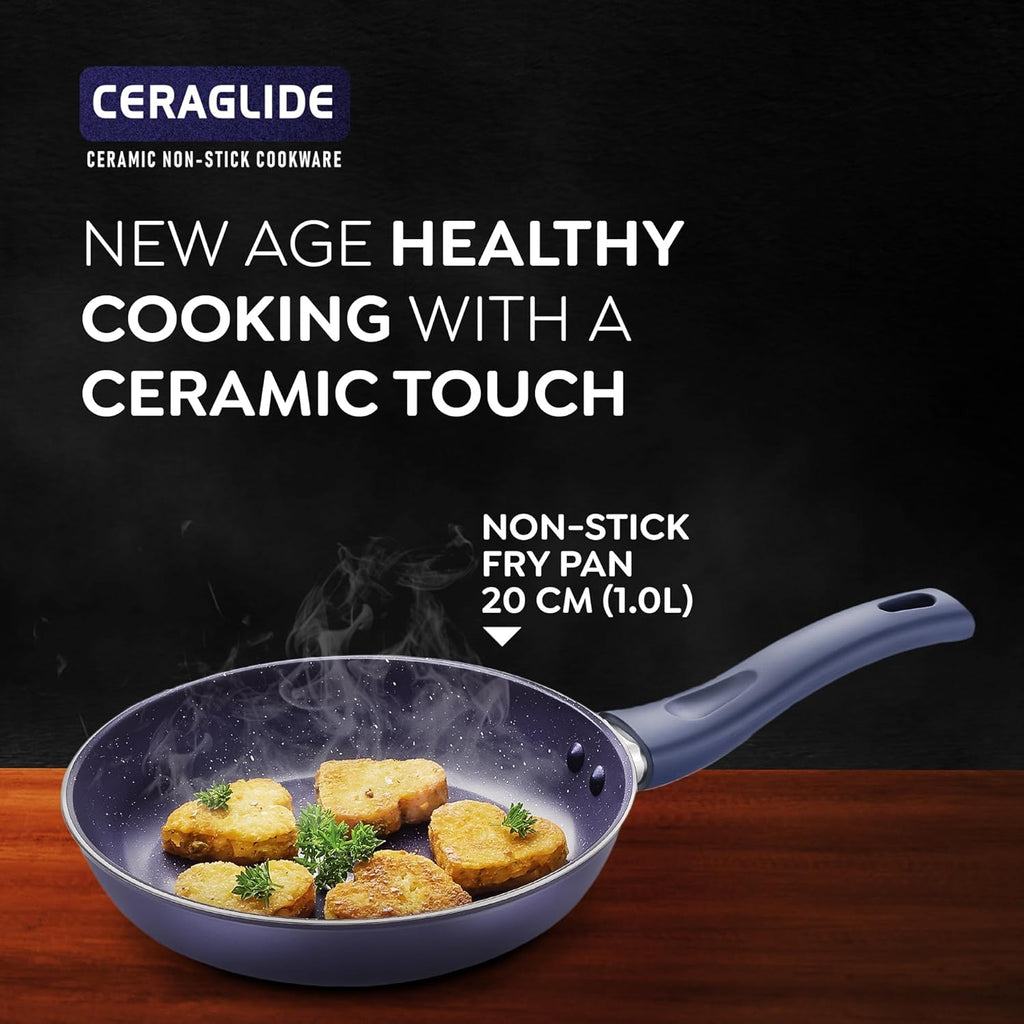 Prestige Ceraglide Ceramic Coated 20 cm Non-Stick Fry Pan | Consumes Less Oil