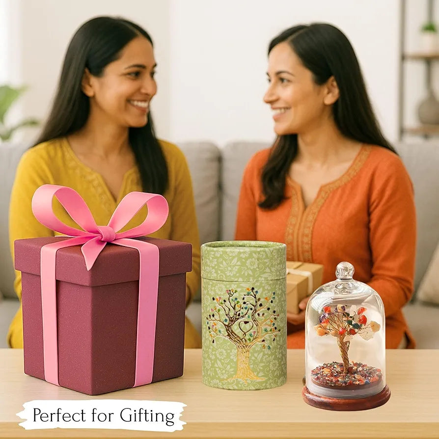 Ritualistic Dome Crystal Chakra Tree Encased Gemstone Bonsai