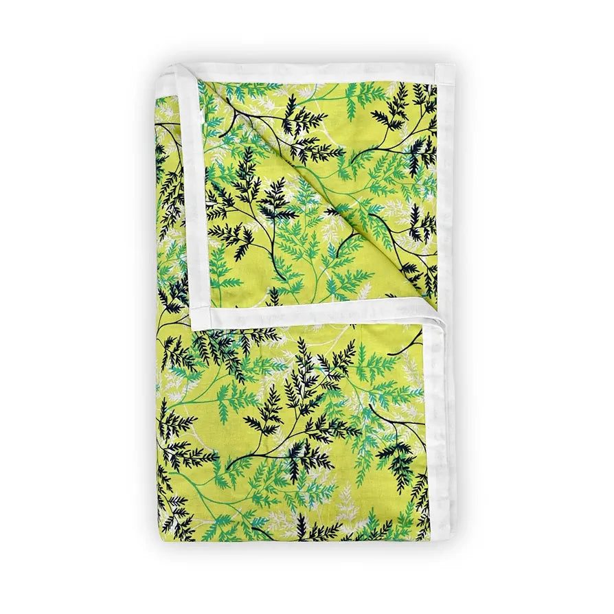 Divine Casa Floret 100% Cotton Single Dohar 120 GSM Soft & Lightweight Throw Blanket Colour Leaf Green