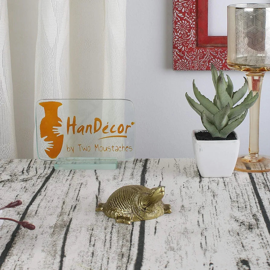 Two Moustaches Brass Vastu Tortoise Statue