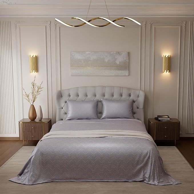 Stoa Paris Satin Bedsheet King Size Bed Premium Bedding Set with 2 Pillow Cover Colour Grey