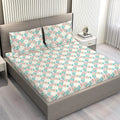 Layers Marigold Cotton Bedsheet Set for All Seasons Lightweight 144 TC King Size Beige Floral
