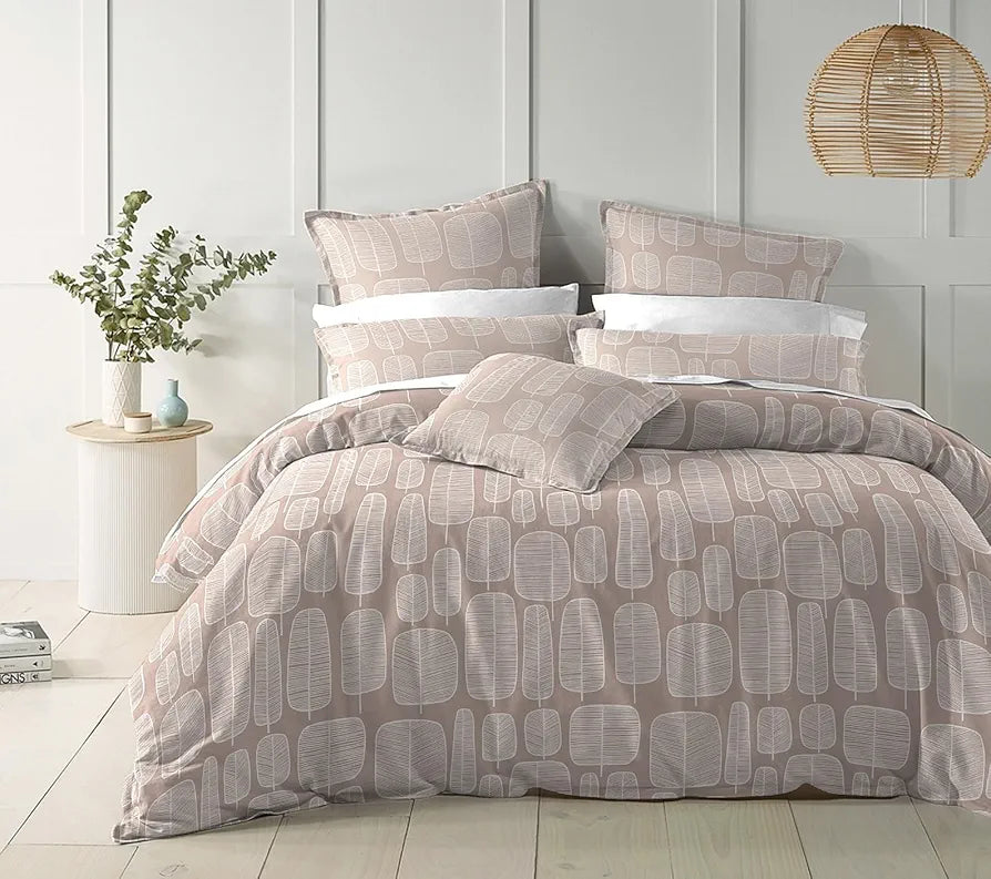 The Home Style Cotton Elastic Fitted All Around Printed King Size Double Bed Bedsheet wih 2 Pillow Cover Vanilla Latte