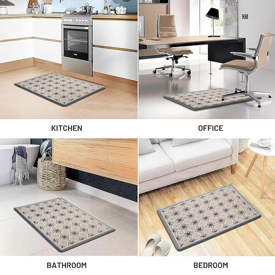Luxe Home Columbo Anti-Fatigue Kitchen Mat Moroccan Tile Standing Desk Mat Colour Patcrn