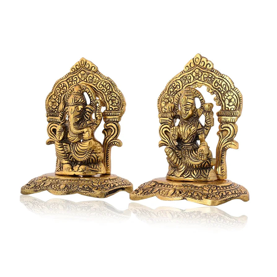 Metal Laxmi Lakshmi Ganesh with Velvet Box Packing