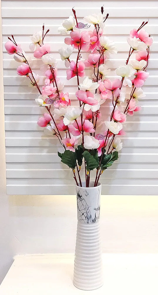 Artificial Flowers Bunch Cherry Blossom Ideal for vase Without vase Pink Mix 55 cm Height Fabric