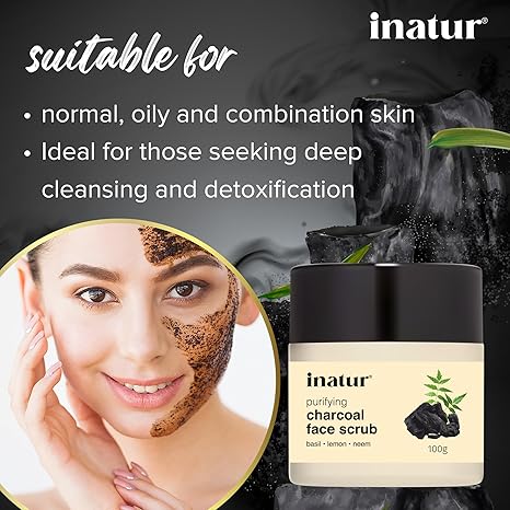 Inatur Charcoal Face Scrub - 100 gms