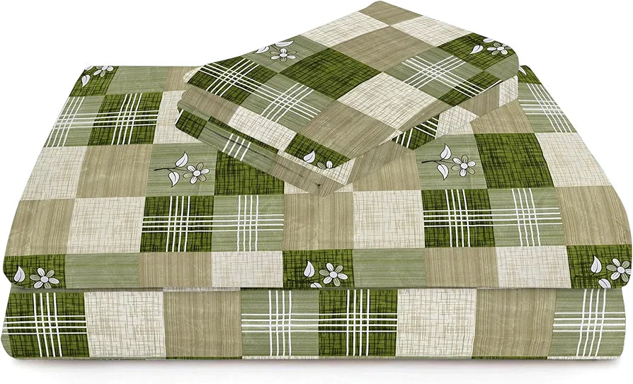 HomeKart Microfiber bedsheet for Double Bed with 2 Pillow Covers Breathable Wrinklefree and Soft Touch 144 TC Pattren Floral Light Green TC - 144 Floral Light Green