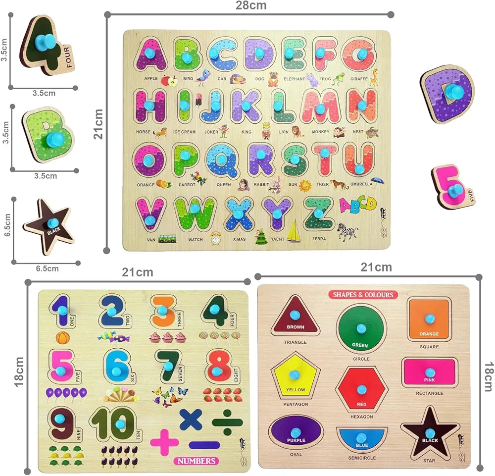 Lefan Wooden Learning Educational Board for Kids, Puzzle Toys for 2 Years Old Boys & Girls