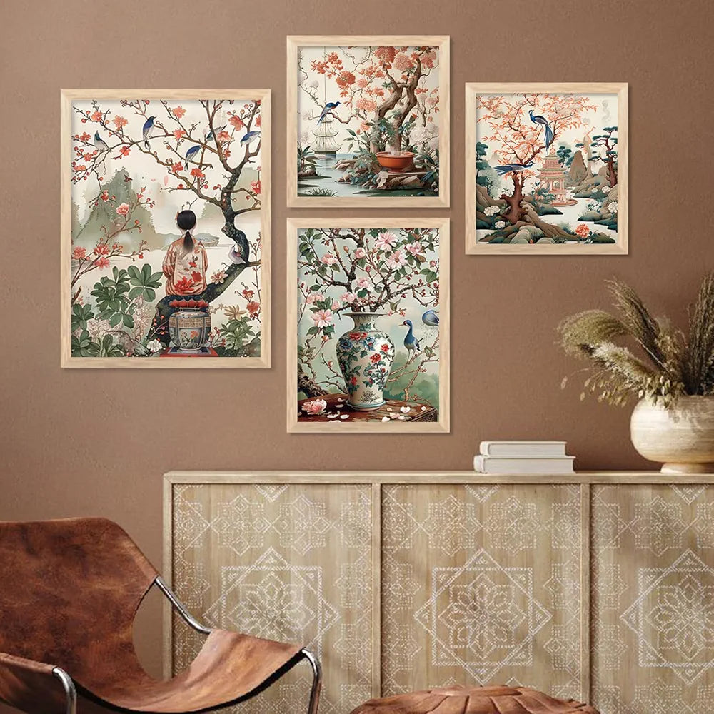 Kotart Nature Inspired Modern Art Paintings with Frame Set of 4 Frames C