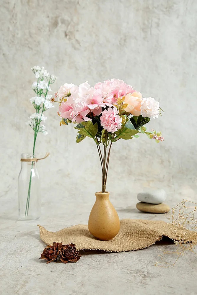 Artificial Head Rose Peony Fake Flower Sticks Bunch Light Pink