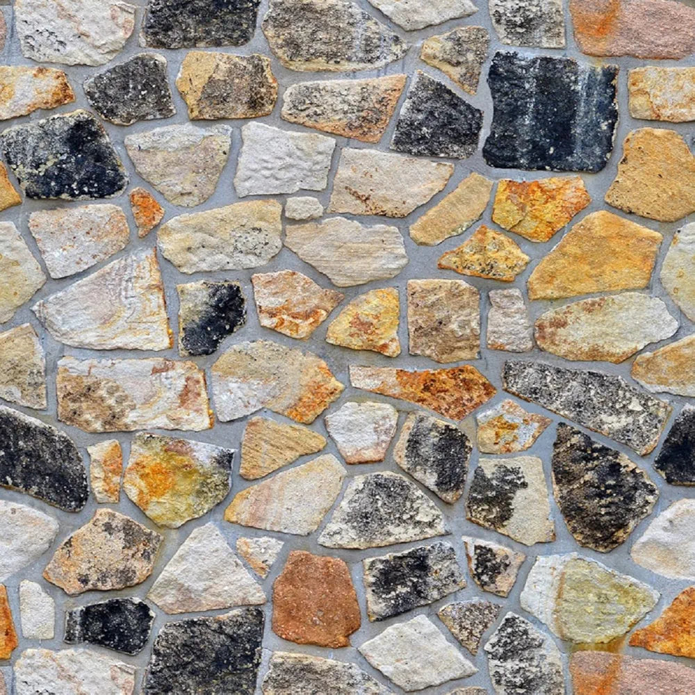 Indian Royals Multi Brick Stone Vinyl Self Adhesive Peel and Stick Home Decor Wallpaper 200 CM * 45 CM