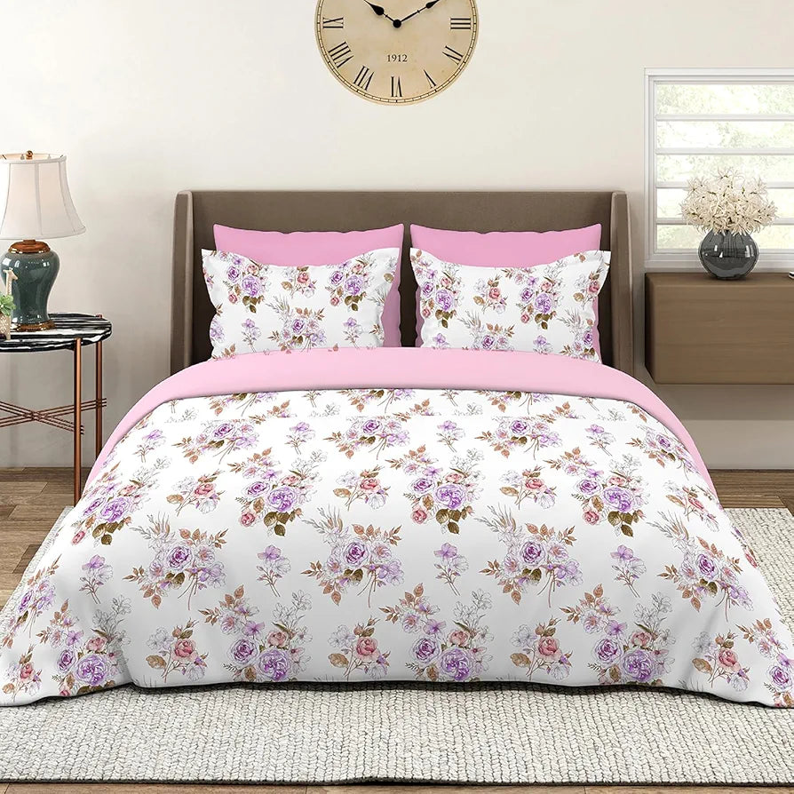 Layers Marigold Cotton Bedsheet Set for All Seasons Lightweight Moisture Absorbent Machine Washable & Easy to Care Gift for Housewarming & More 144 TC King Size Pink