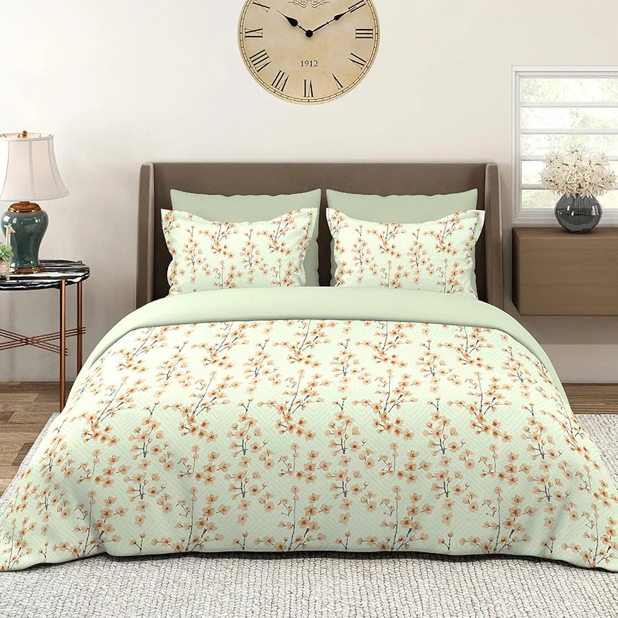 Layers Home Easy Cotton Bedsheet Set for All Seasons Lightweight Moisture Absorbent 144 TC King Size Green