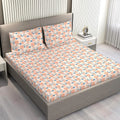 Layers Marigold Cotton Bedsheet Set for All Seasons Lightweight Moisture Absorbent 144 TC King Size Orange