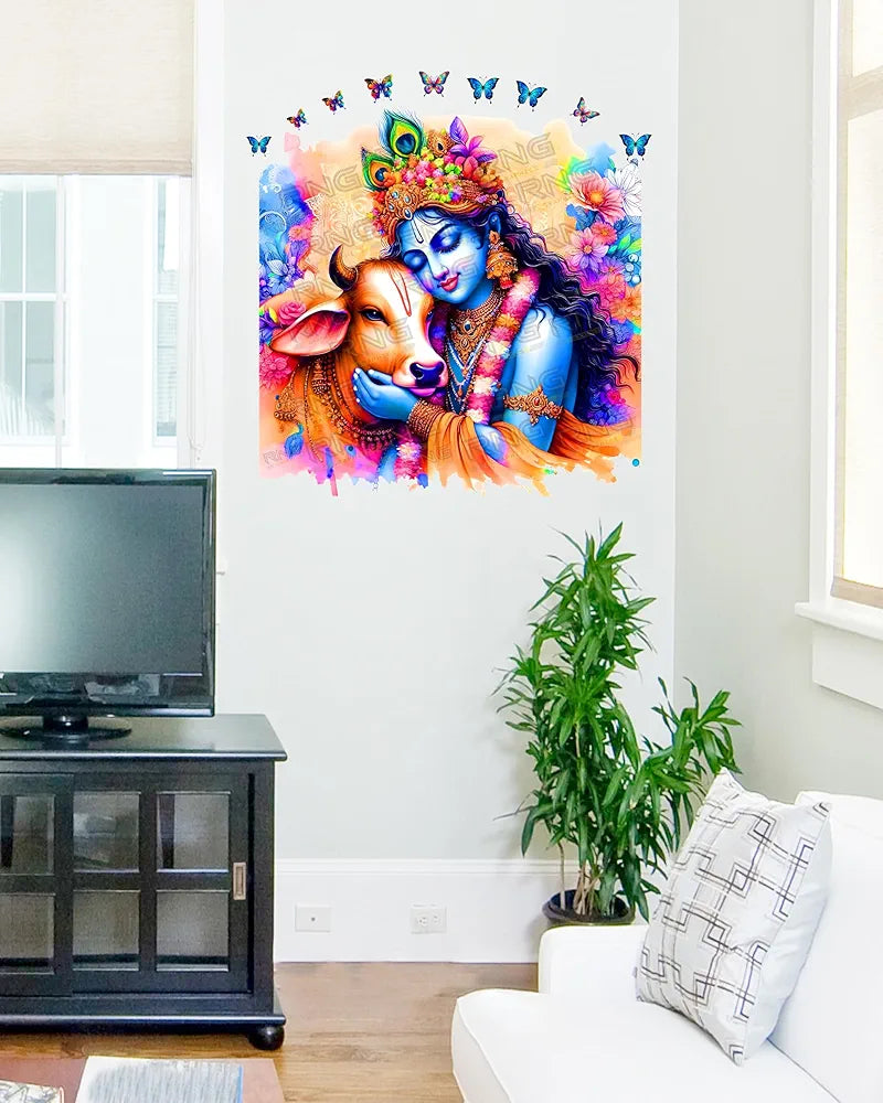 Rng Graphics Pvc Vinyl Little Krishna Wall Sticker Multicolor 53 Cm X 51 cm DW-149L