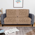 Kuber Industries Set of 4 Net Durable 2 Seater Sofa Covers for Living Room Self Net Hawaii Camel Brown