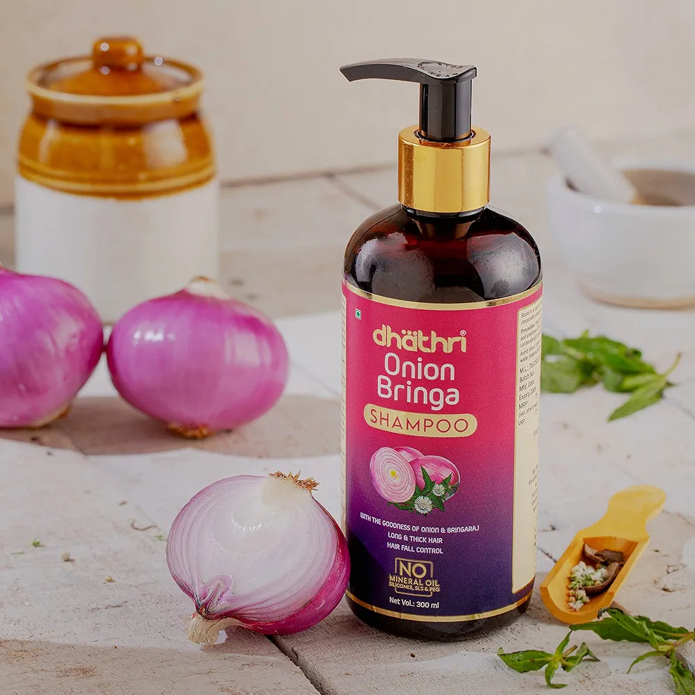 Dhathri Onion Bringa Hair Shampoo Promotes Hair Growth & Controls Hair Fall - 300 ml