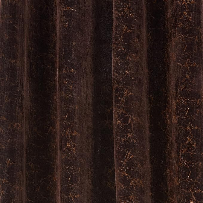 Cortina Plain Velvet Curtains With Metal Eyelet | Soft & Smooth | 7 Ft Long | Set of 2 | Brown