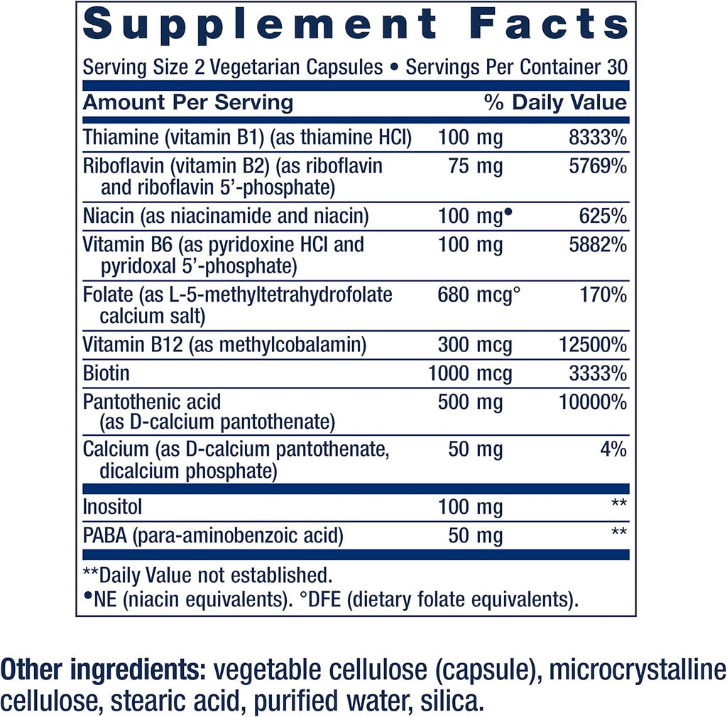 Life Extension BioActive Complete B-Complex, Heart, Brain and Nerve Support, Healthy Energy, Metabolism, Complete B Complex, 60 Vegetarian Capsules