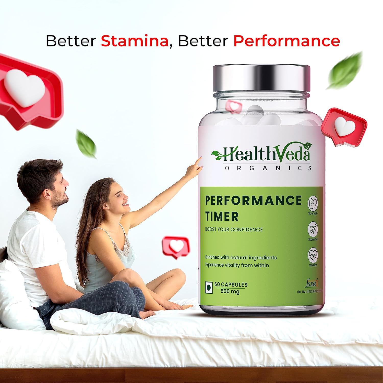 HEALTH VEDA ORGANICS PRIVATE LIMITED Timer For Men | Enhances Immunity, Improves Energy Levels & Boosts Strength | 60 Veg Capsules
