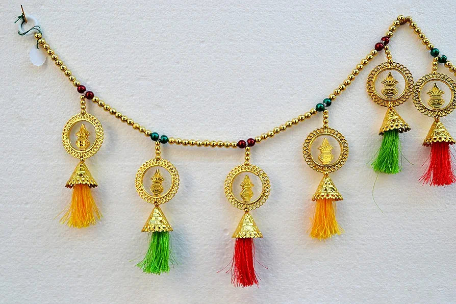 CraftVatika Kalash Pearl Beads Toran Pom Pom Hanging Bandarwal