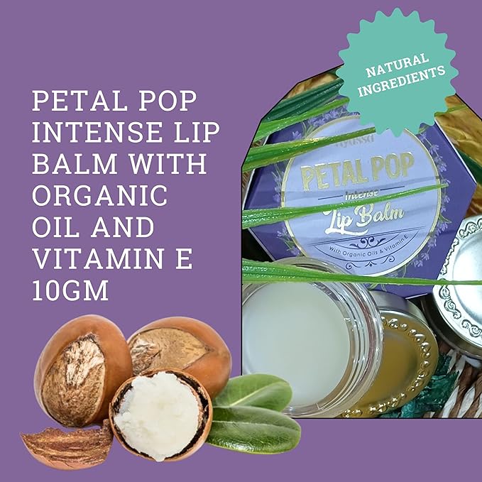 Nyassa Petal Pop Intense Lip Balm With Shea Butter & Organic Sweet Almond Oil - 6 Gms