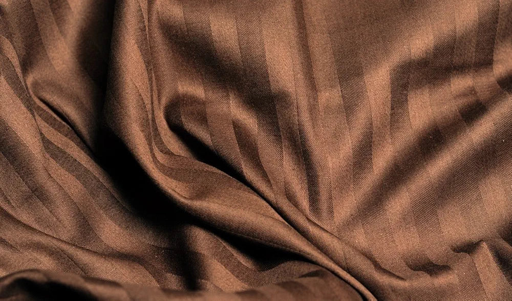 Trance Home Linen Zippered 100% Cotton 200 TC Satin Stripe Queen Duvet Cover Quilt Cover with 2 Pillow Covers Colour Chocolate Brown