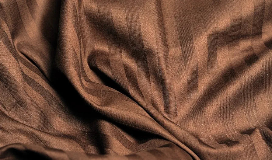 Trance Home Linen Zippered 100% Cotton 200TC Satin Stripe King Size Duvet Cover Quilt Cover Blanket Cover Razai Comforter Coverwith 2 Pillow Covers Colour Chocolate Brown
