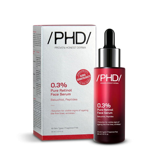/PHD/ 0.3% Retinol Face Serum with Bakuchiol & Peptides | Retinol Serum for Face Anti Aging & Wrinkles | Night Serum for Men & Women | Reduces Fine Lines | For Younger-looking Skin | For Oily, Dry & Combination Skin | 30ml