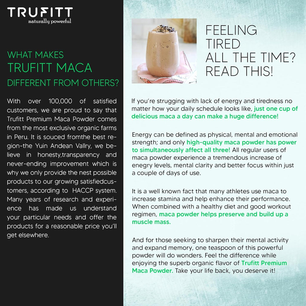 Trufitt Peruvian Yellow Maca Root Powder, Organic Herbal Supplement | Improves Energy And Stamina | Good For Men And Women - 100 GMS