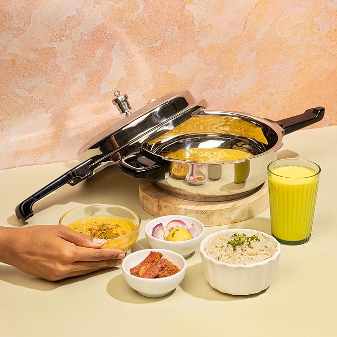 Vinod Stainless Steel Pressure Cooker 3.5 Litres | Also use as Deep Fry pan | Sandwich Bottom