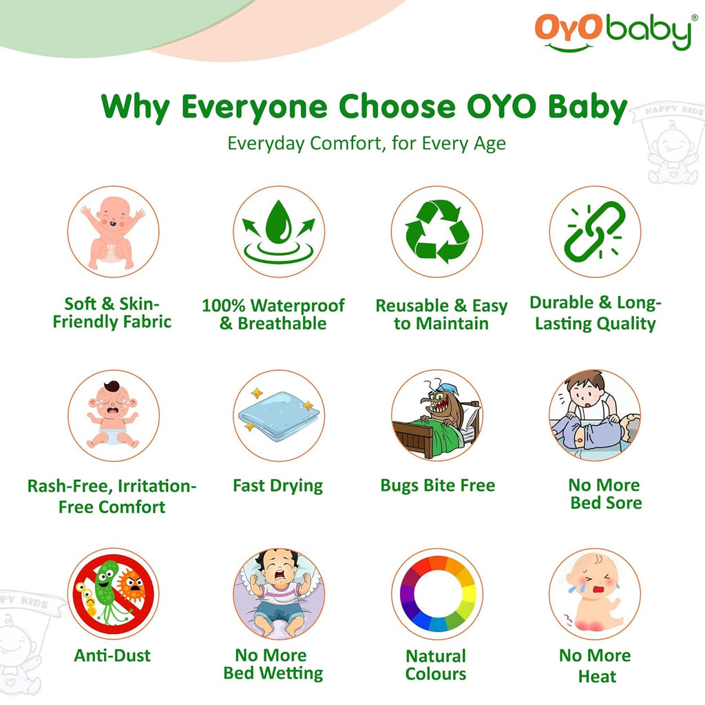 OYO BABY Extra Absorbent Waterproof Baby Dry Sheet | Quick Dry Sheet for New Born Baby Bed Protector, Soft & Breathable Rubber Sheet for Bed (Grey + Salmon Rose, Small Combo 2)