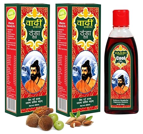 Vaadi Herbals Cool Oil with Triphla and Almond - 200 ml (Pack of 2)