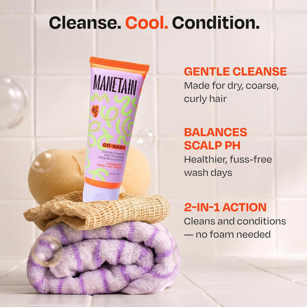 Manetain Co-Wash for Curly Hair - 100ml | 2 in 1 Shampoo & Conditioner | Non-foaming | Sulphate and Paraben Free | CG Friendly | Suitable for Dry and Frizzy Hair