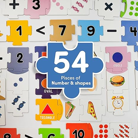 Mittimate Number & Shape Jigsaw Puzzle Game for Kids Age 2 to 4 Old  54 Pieces Educational Puzzle Toy