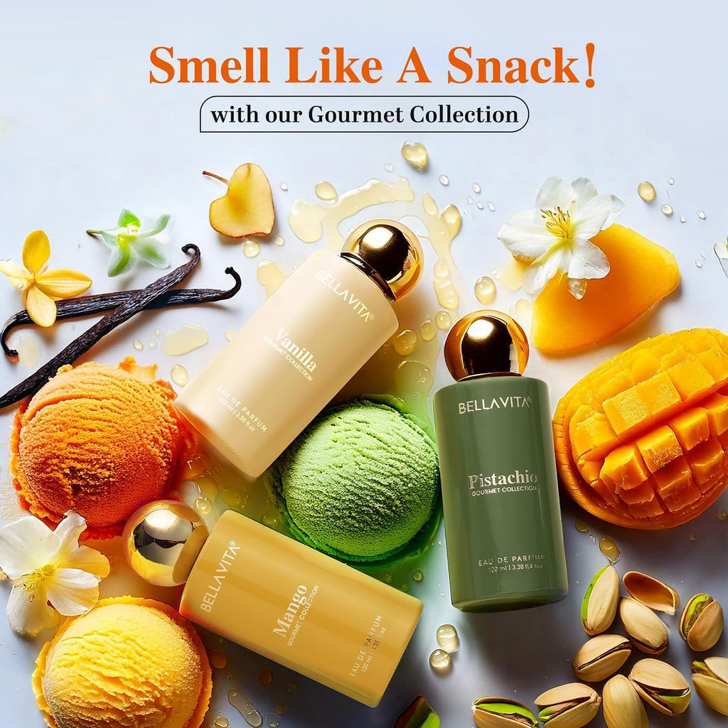 BELLAVITA Pistachio Gourmet Collection | Unisex Eau De Parfum 100ml || Long Lasting Perfume for Man and Woman Floral, Woody, Sweet Premium Unisex Fragrance for Men and Women |