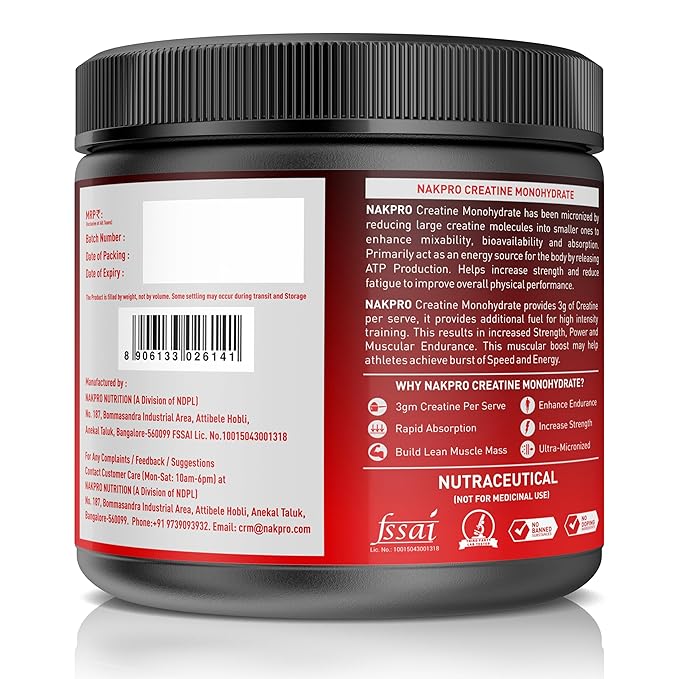 Nakpro Micronized Creatine Monohydrate Unflavored - 250 gms