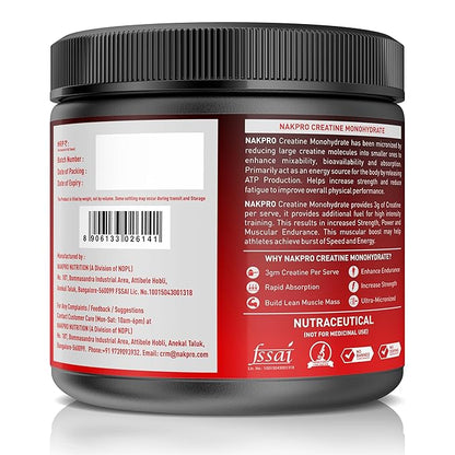 Nakpro Micronized Creatine Monohydrate Unflavored - 250 gms