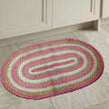 The Home Talk Oval Shape Handmade Cotton Carpets Braided Area Rugs Bedroom Pink