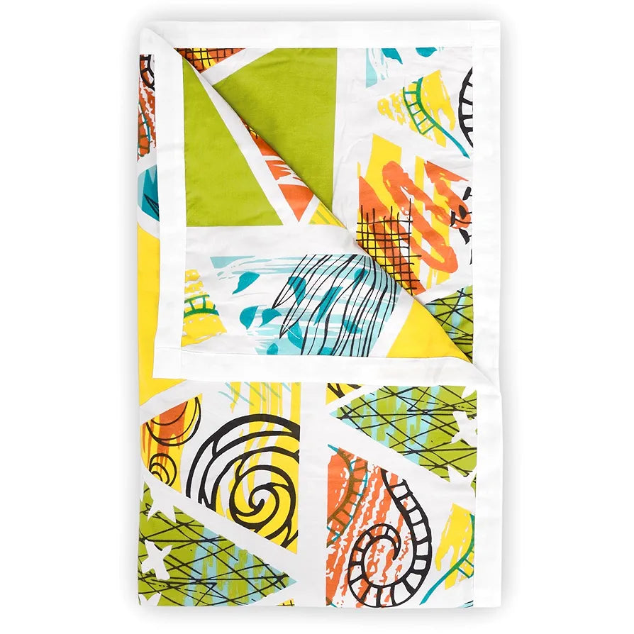 Divine Casa 100% Cotton Double Bed Dohar Lightweight AC Blanket Soft & Breathable Summer Quilt Colour Lime Punch