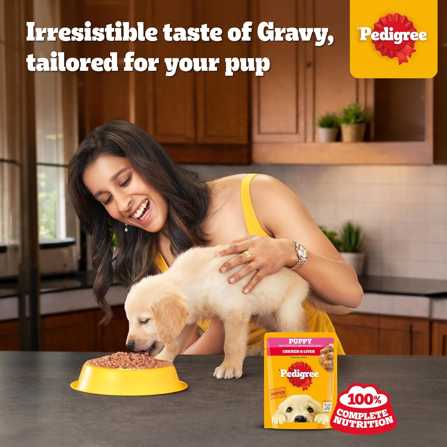 Pedigree Puppy Wet Dog Food, Chicken Chunks in Gravy, 70 g (Pack of 15), Complete & Balanced Meal for Puppies