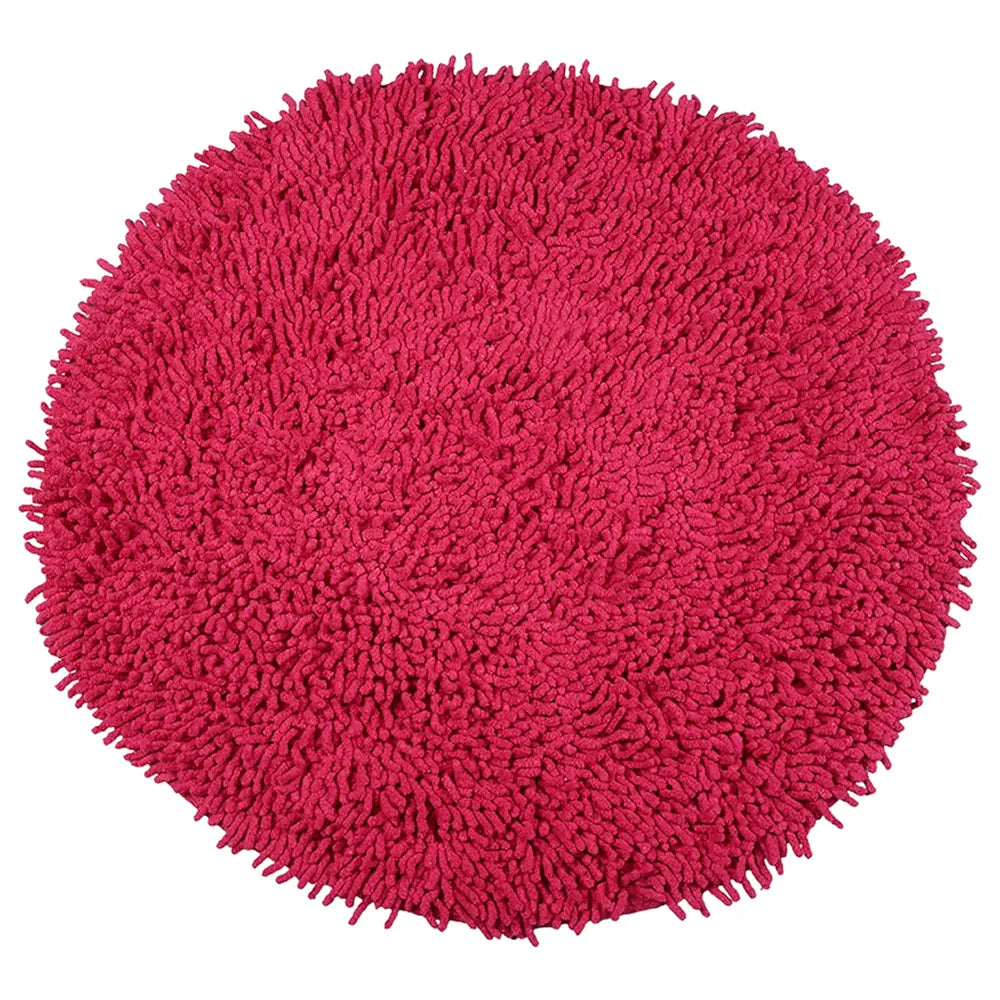 Saral Home Cotton Shaggy Anti-Skid Round Solid Bath Mat