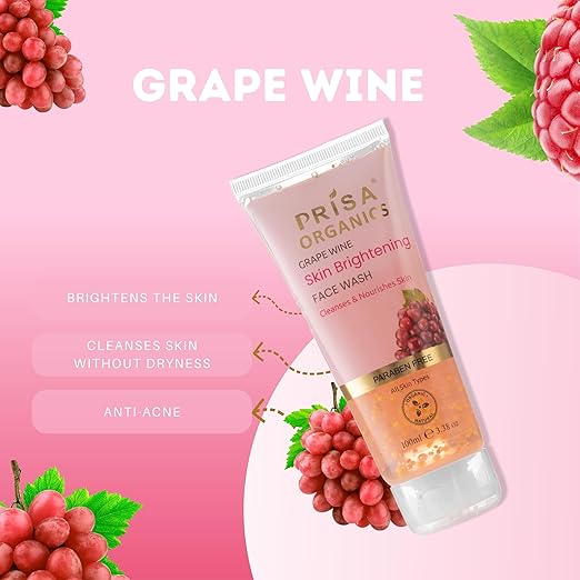 Prisa Organics Grape Wine Skin Brightening Face Wash - 100 ml